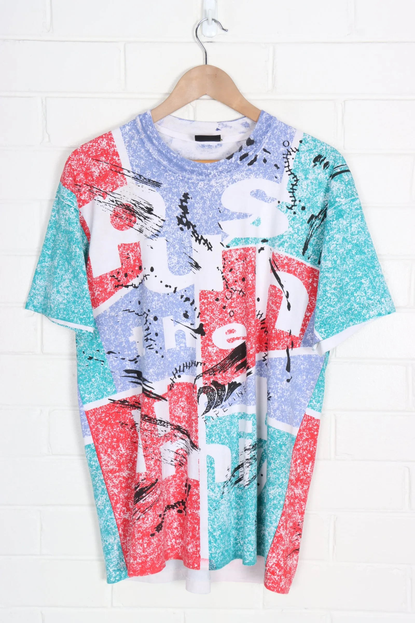 PIPELINE 'Push the Limits' Colourful All Over Surf Print Tee (L)