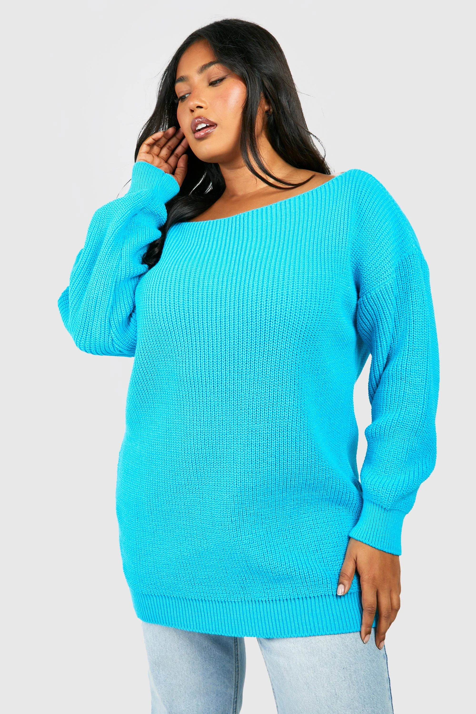 Plus Boat Neck Longline Sweater