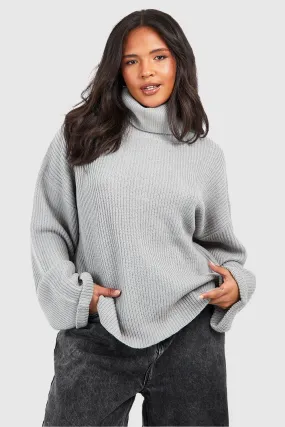 Plus Chunky Turtleneck Oversized Sweater