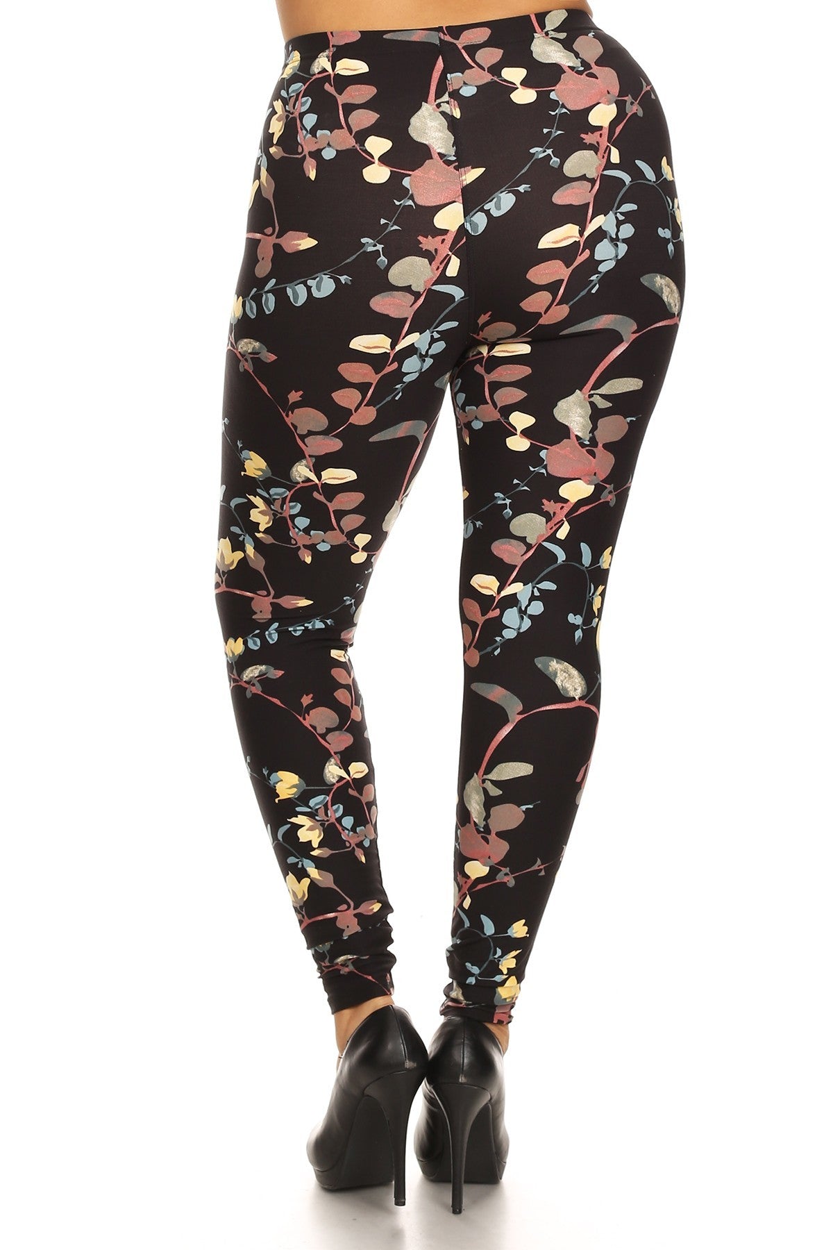 Plus Size Floral Slim Fitting Leggings