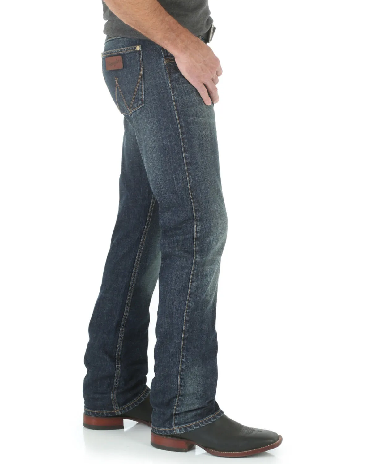 Product Name:  Wrangler Retro Men's Bozeman Medium Wash Low Rise Slim Straight Jeans