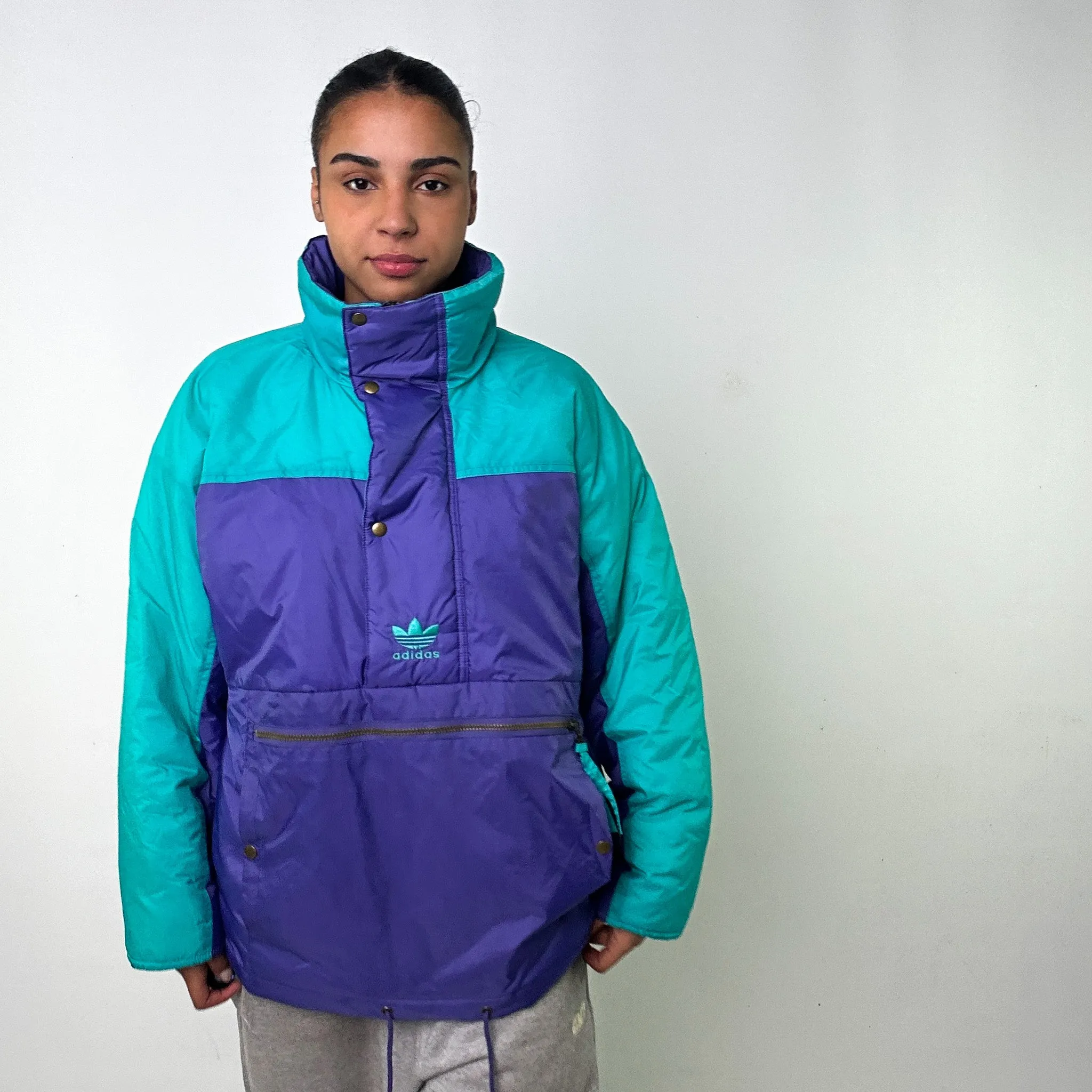 Purple 90s Adidas Puffer Jacket Coat (L)