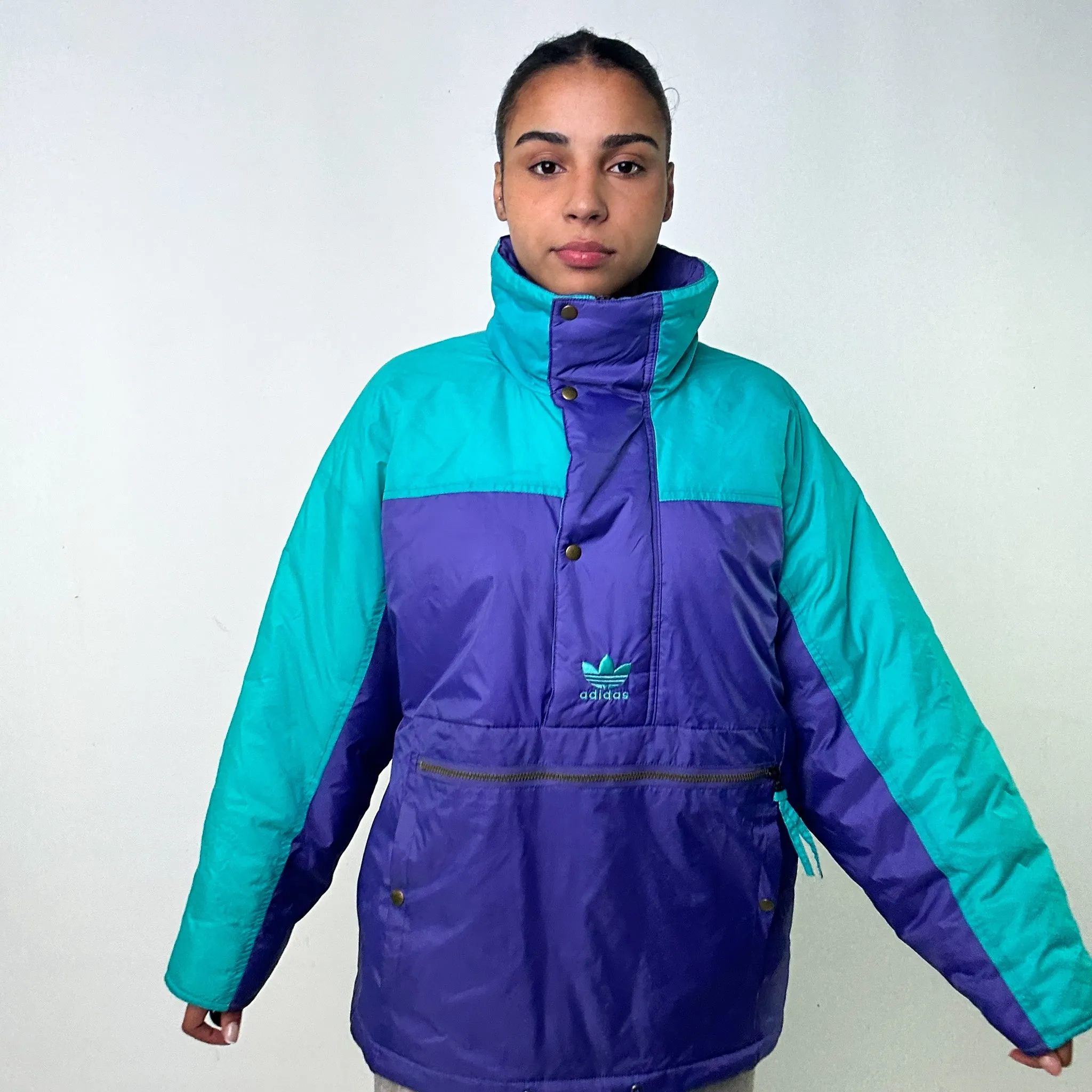 Purple 90s Adidas Puffer Jacket Coat (L)