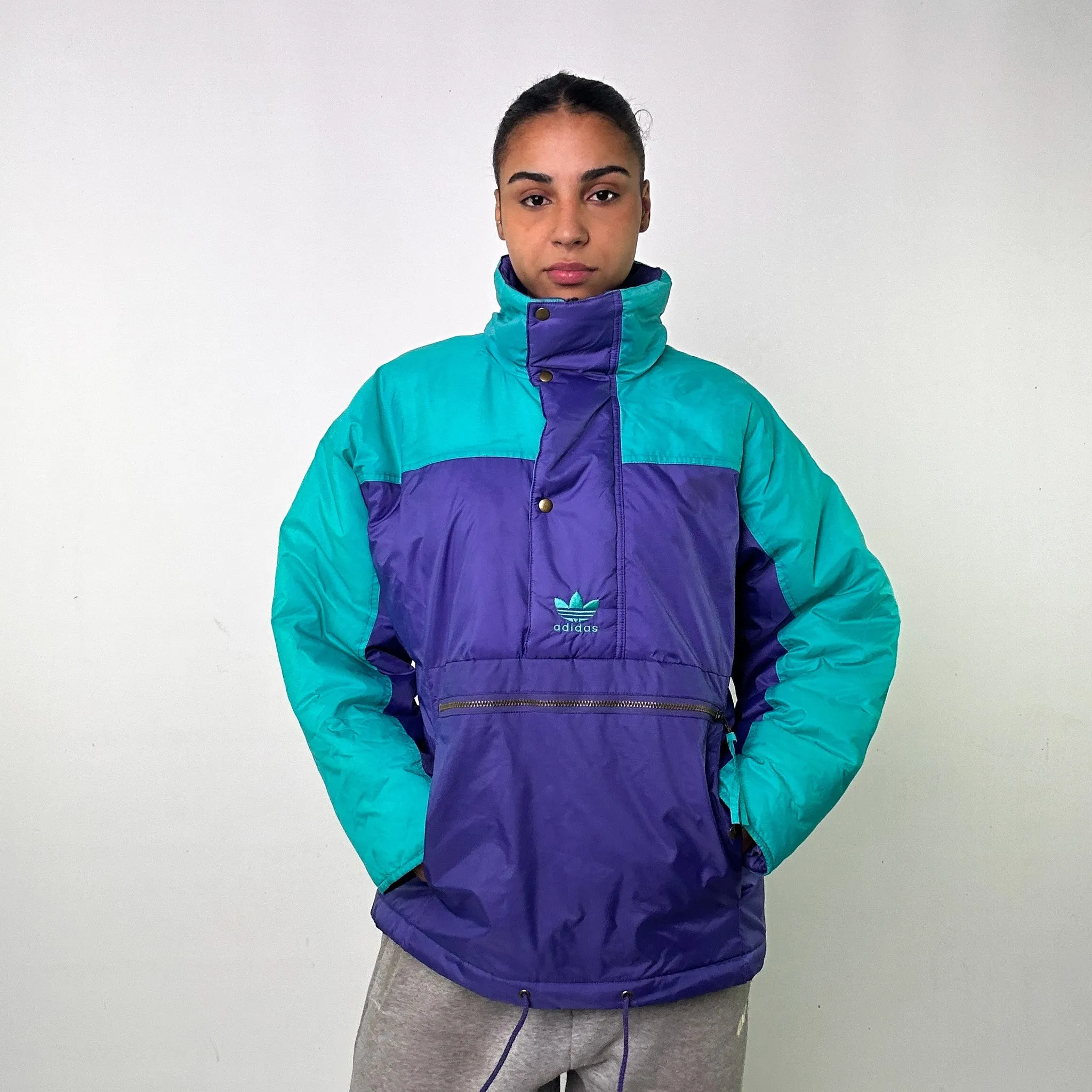 Purple 90s Adidas Puffer Jacket Coat (L)