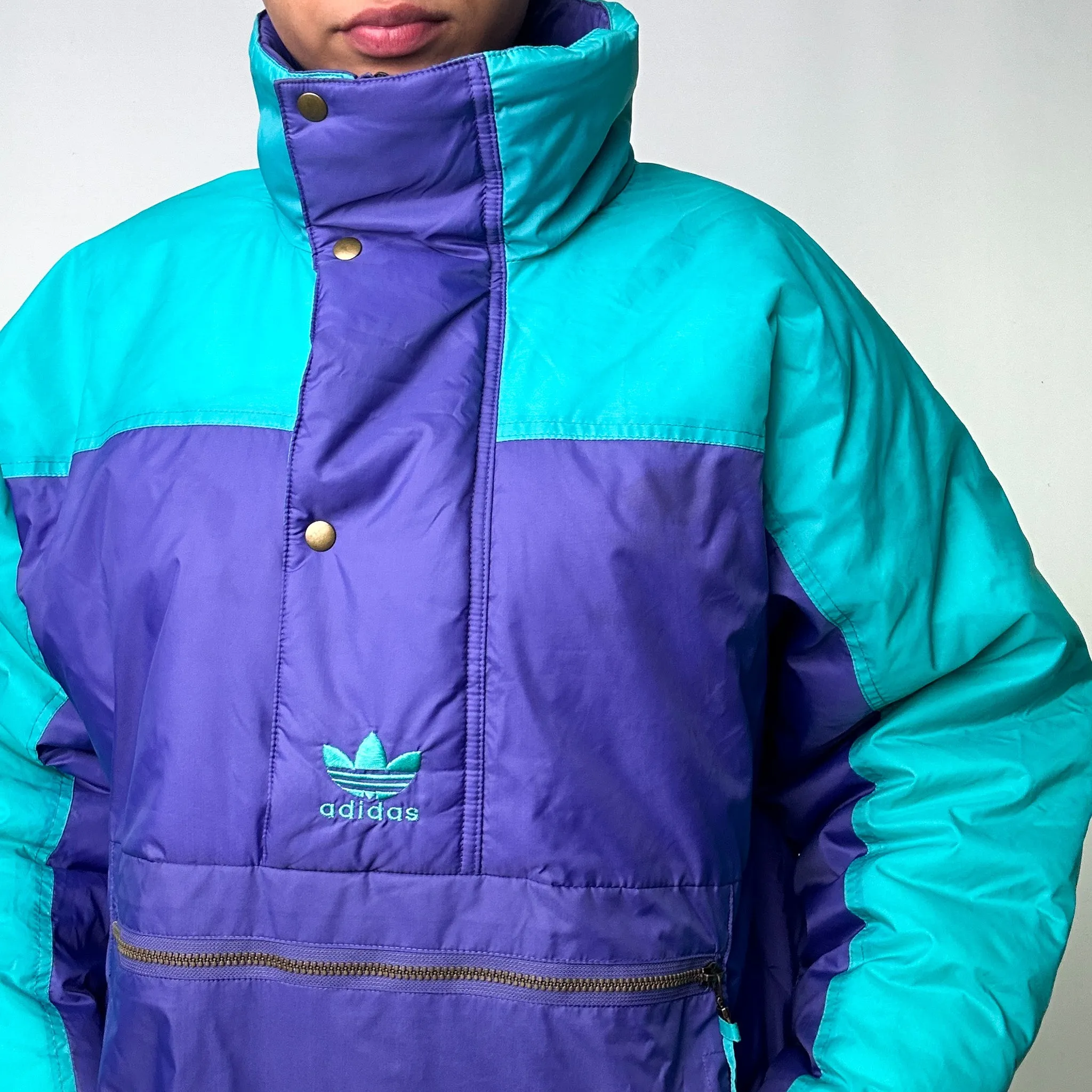 Purple 90s Adidas Puffer Jacket Coat (L)