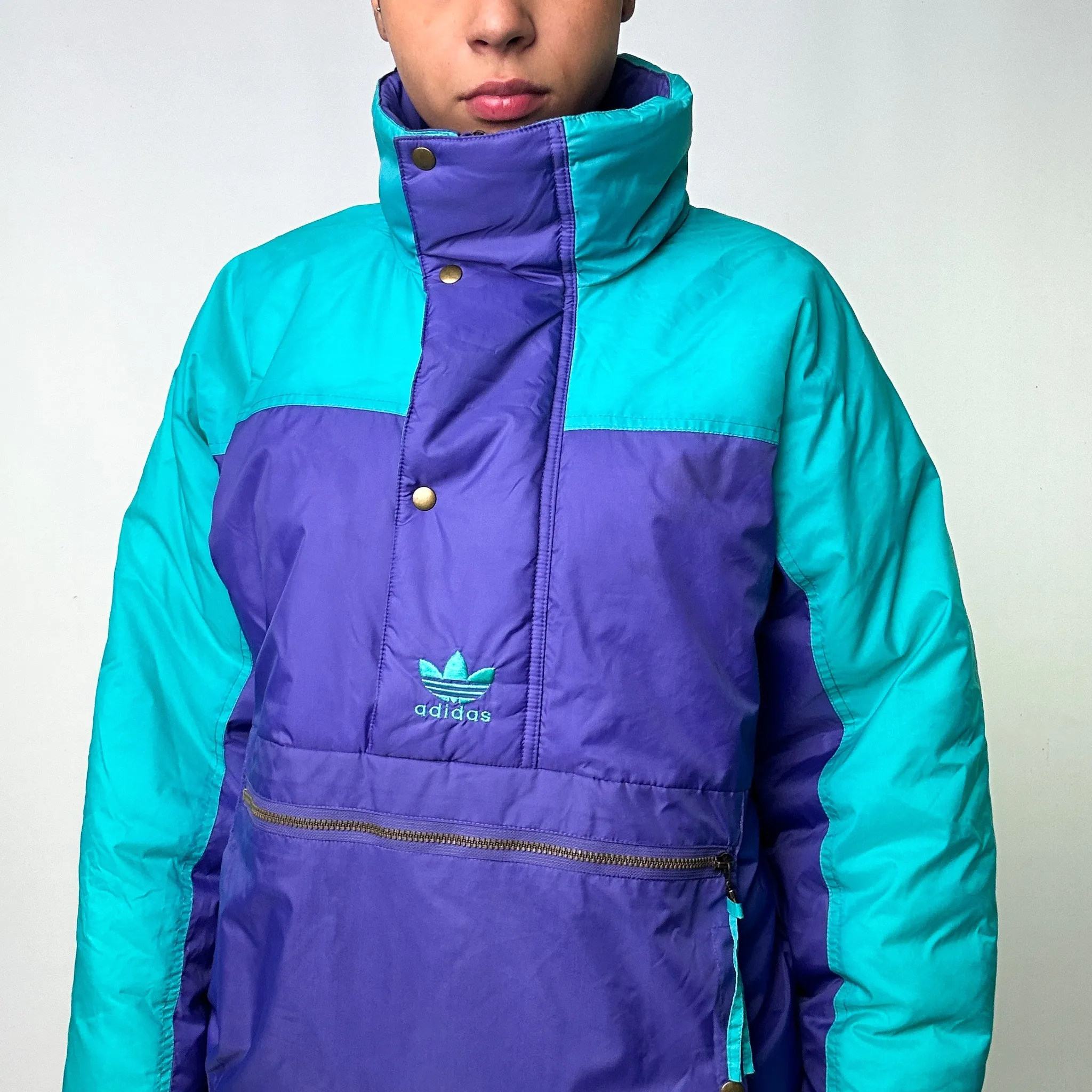 Purple 90s Adidas Puffer Jacket Coat (L)