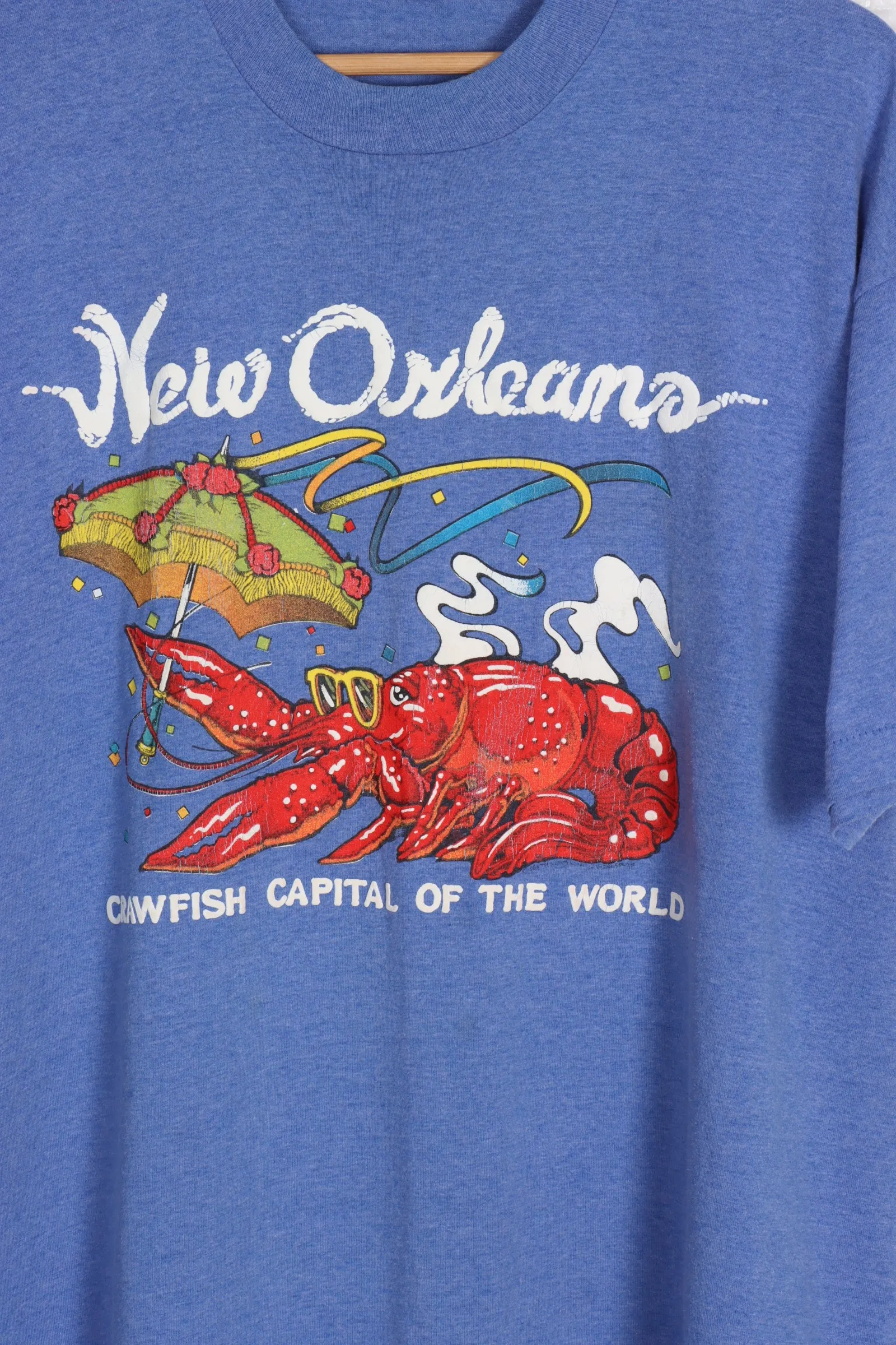 Purple New Orleans Crawfish Capital Puff Print Tee (XL)