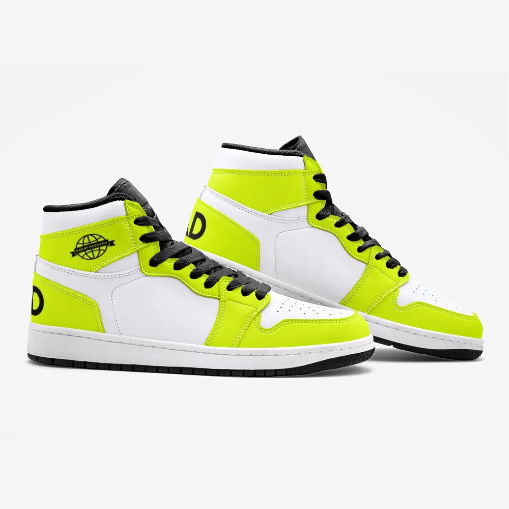 RAD SKYWALKER NEON LEATHER MID TOP SNEAKERS - FLOURESCENT YELLOW