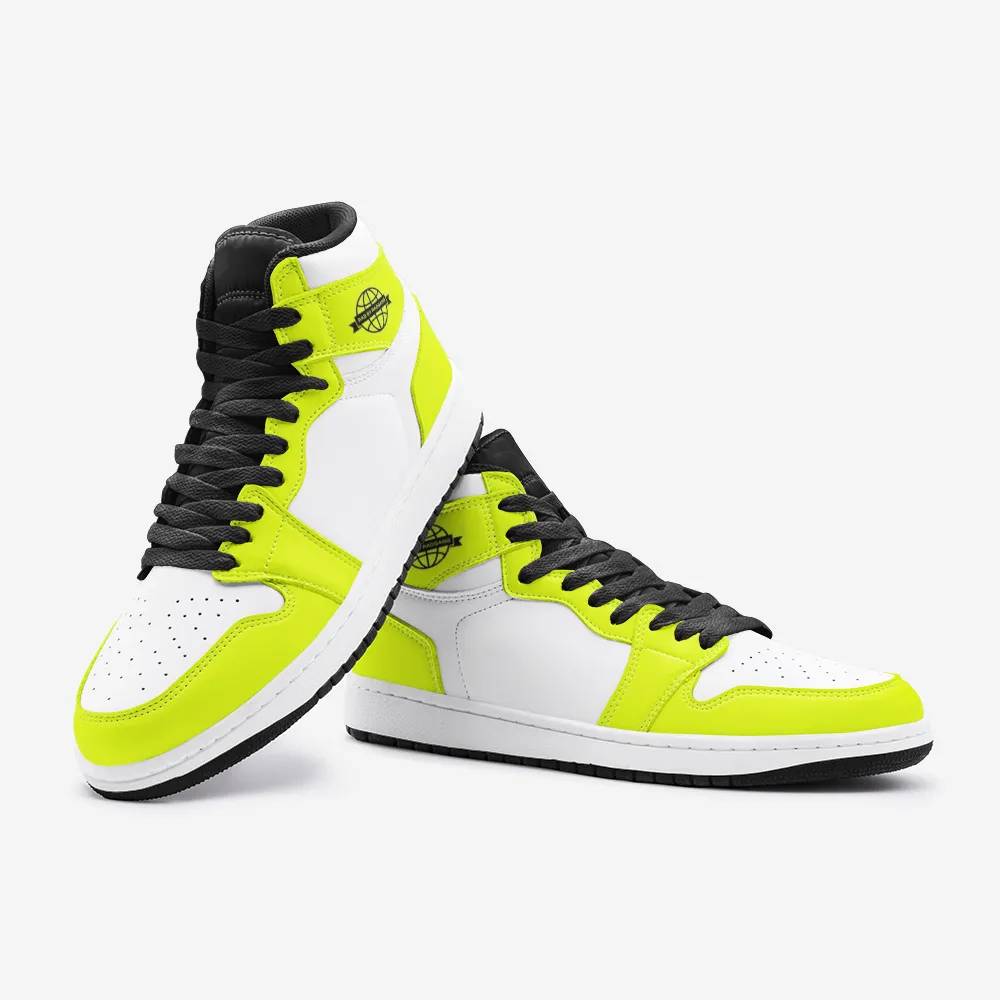 RAD SKYWALKER NEON LEATHER MID TOP SNEAKERS - FLOURESCENT YELLOW