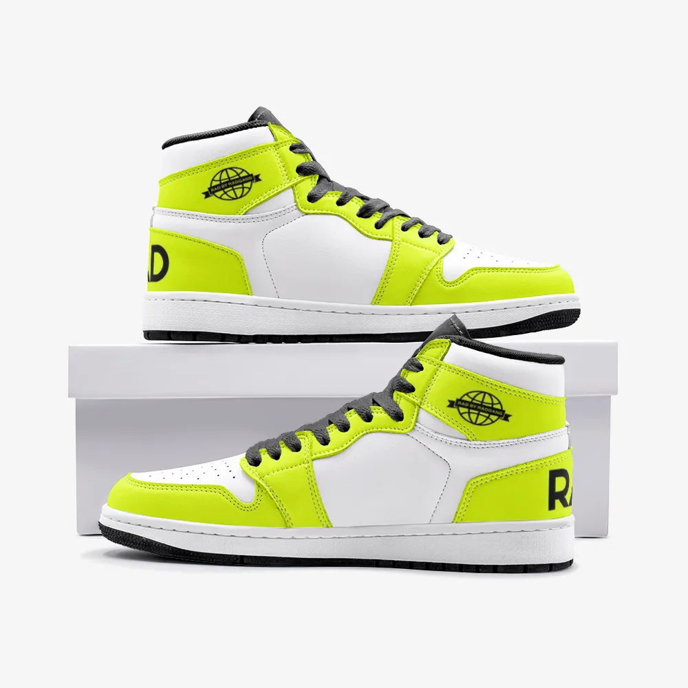 RAD SKYWALKER NEON LEATHER MID TOP SNEAKERS - FLOURESCENT YELLOW