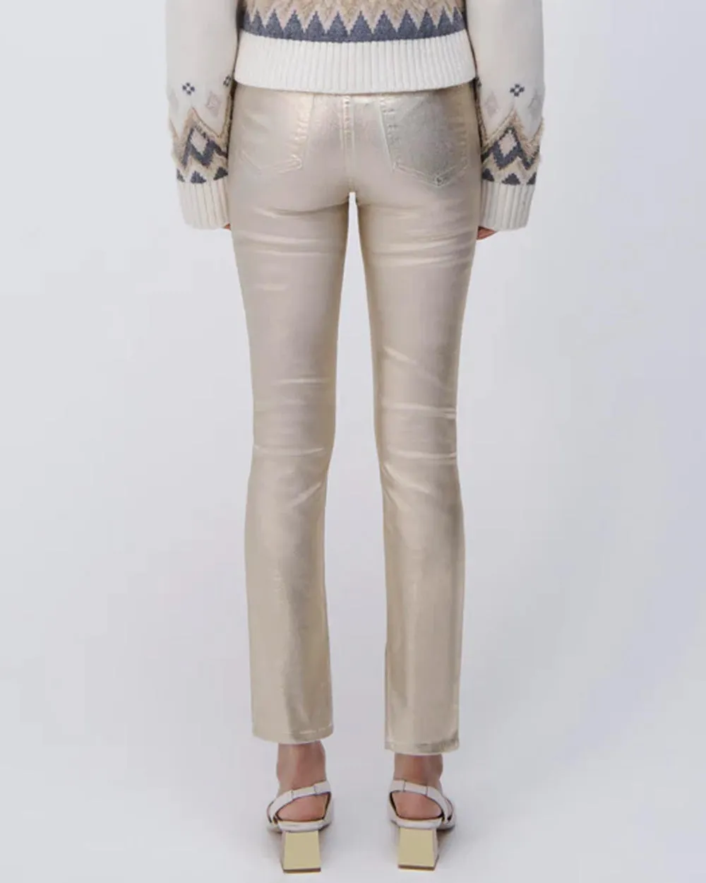 Rae High Rise Ankle Skinny Jean in Gold Foil