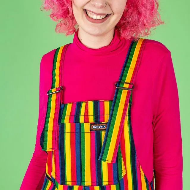 Rainbow Stripe Twill Dungarees