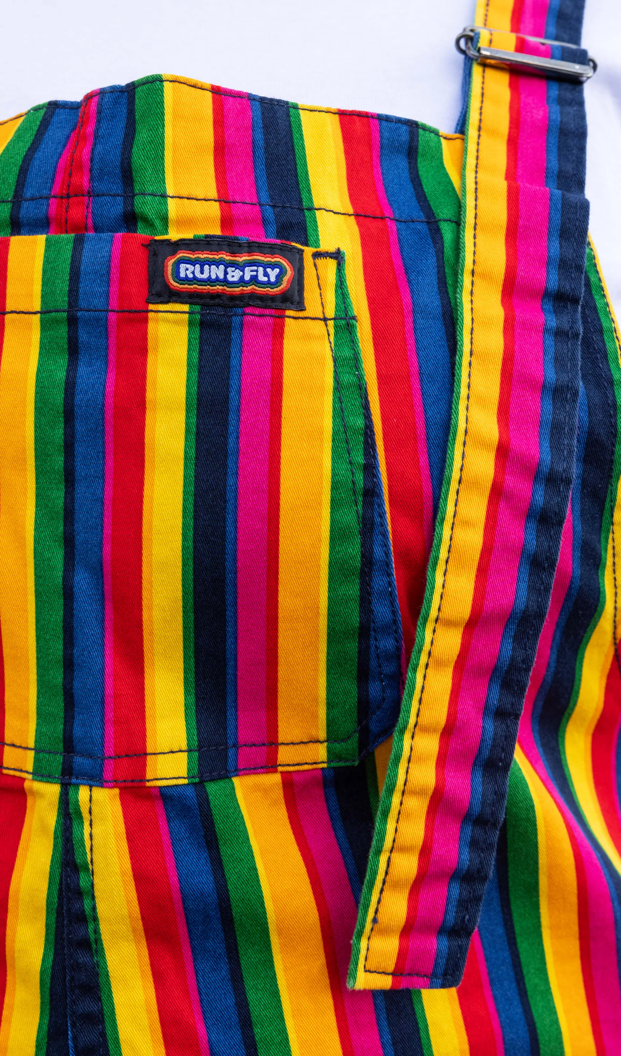 Rainbow Stripe Twill Dungarees