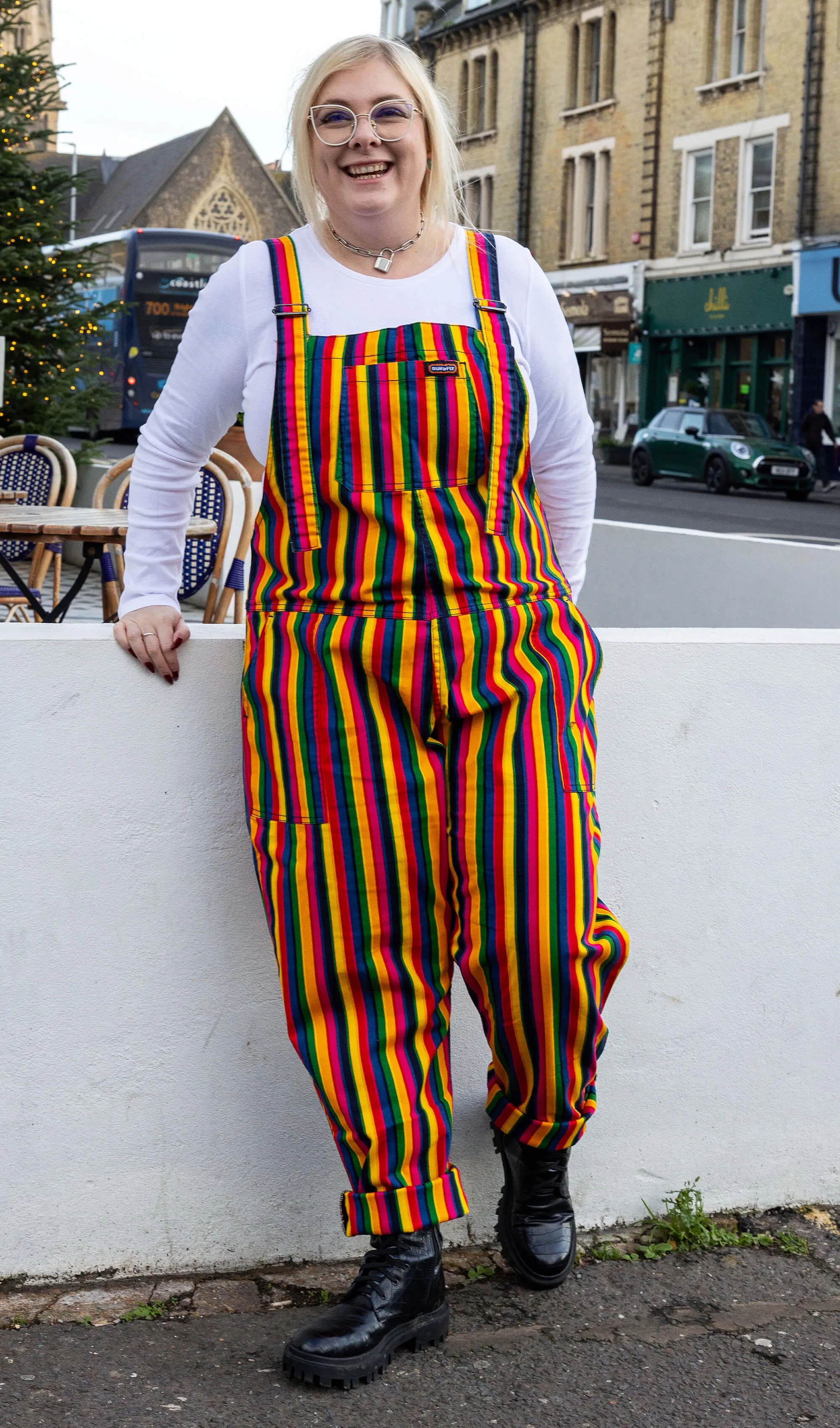 Rainbow Stripe Twill Dungarees