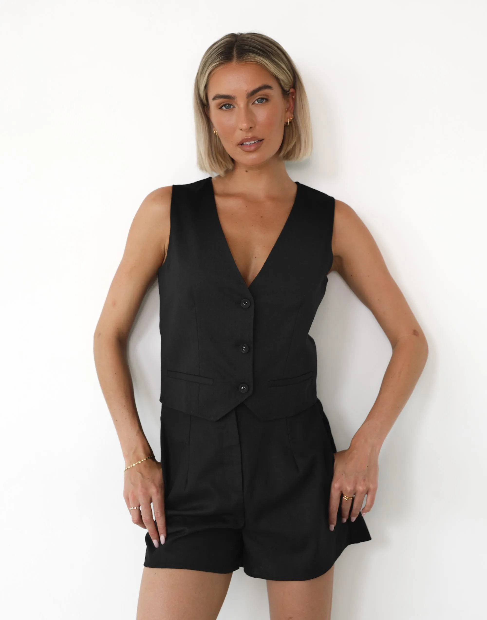 Rania Linen Vest (Black)