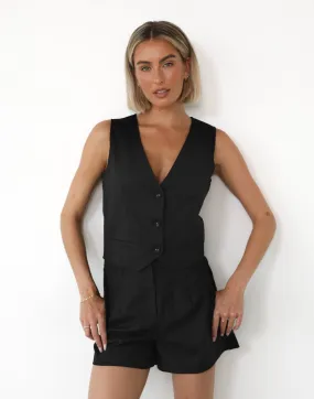 Rania Linen Vest (Black)