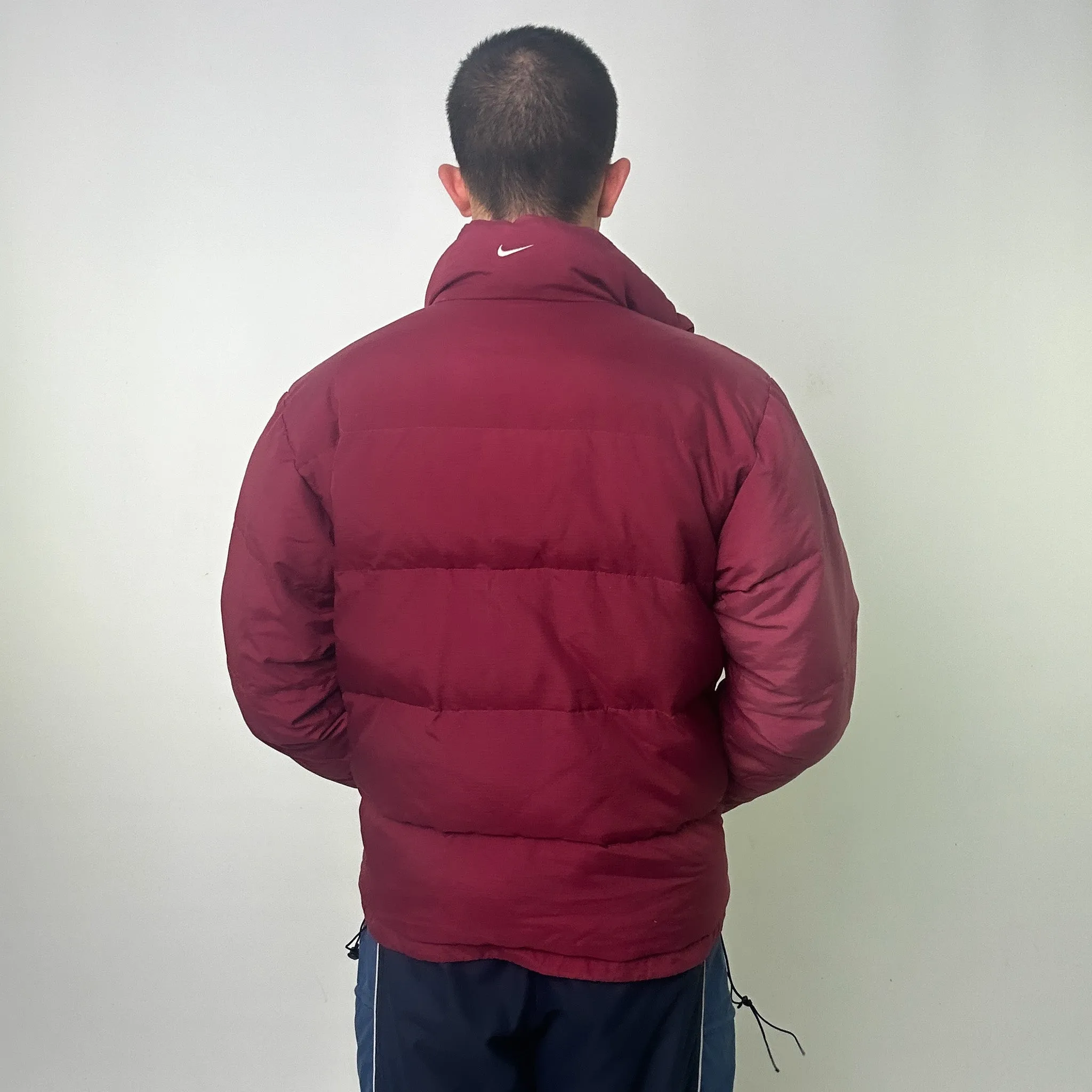 Red 90s NIKE Burgundy Puffer Jacket Coat (L)