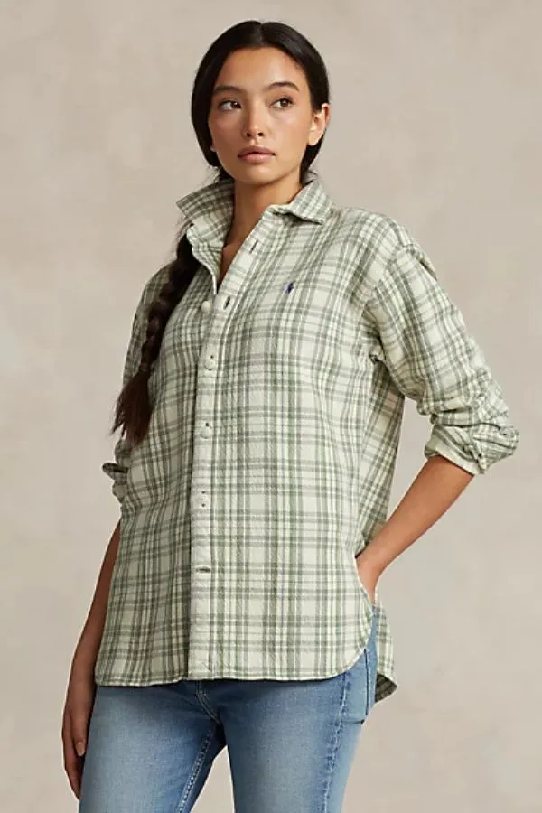 Relaxed Fit Plaid Cotton Shirt