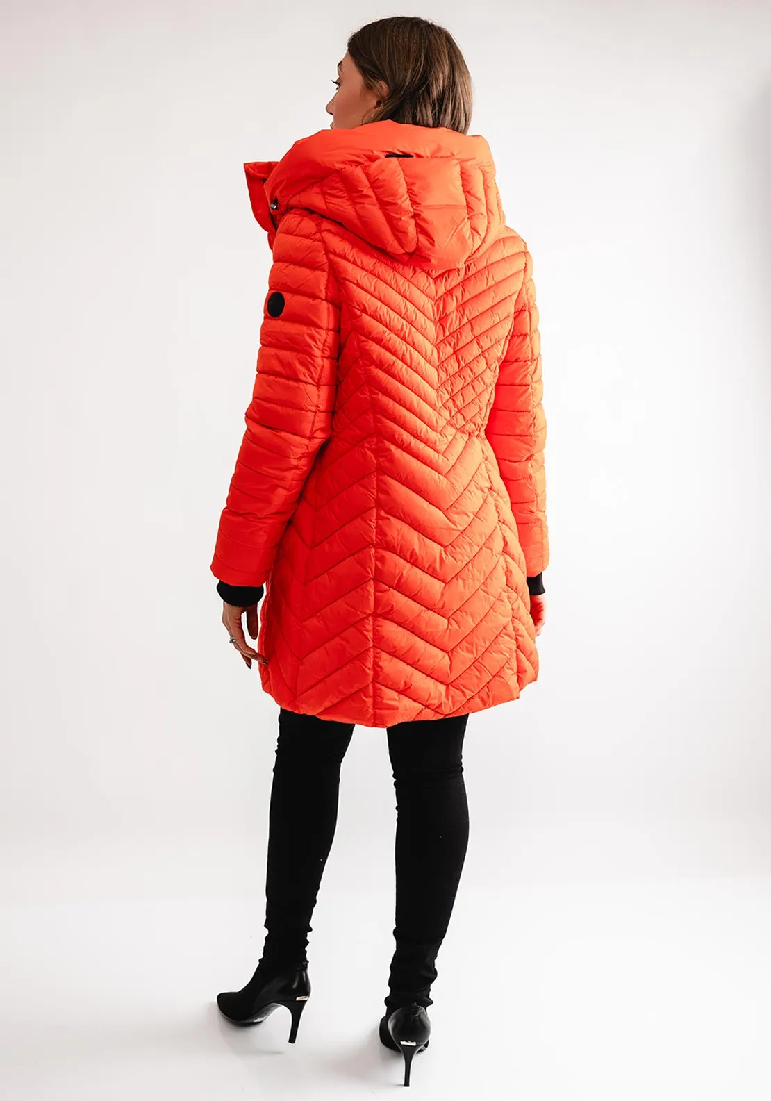 Rino & Pelle Sel Padded Long Coat, Tango Orange