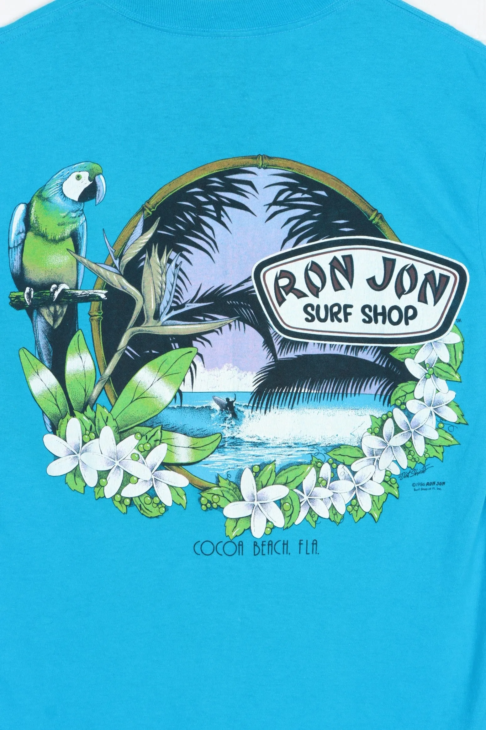 RON JON 1986 COCOA BEACH FRONT BACK SURF T-SHIRT USA MADE (