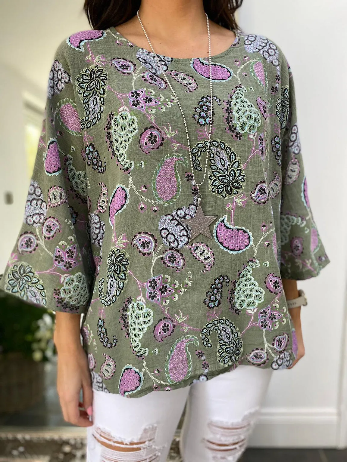 Round Neck Paisley Top Mimi