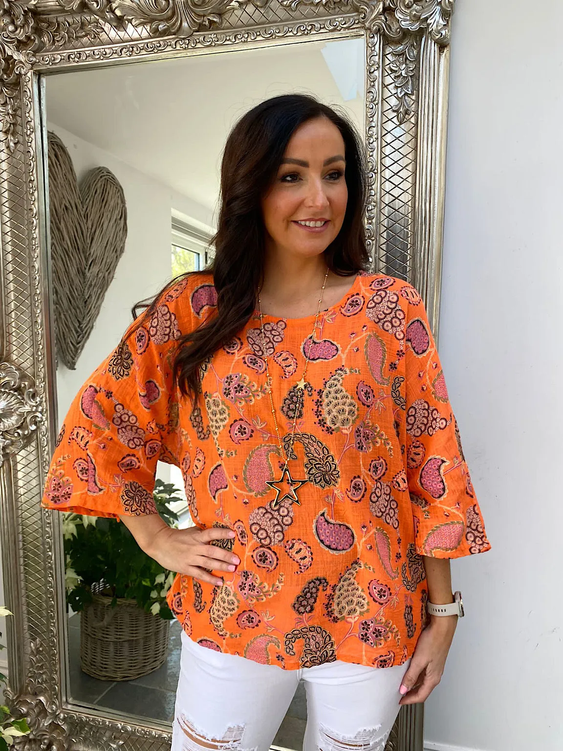 Round Neck Paisley Top Mimi