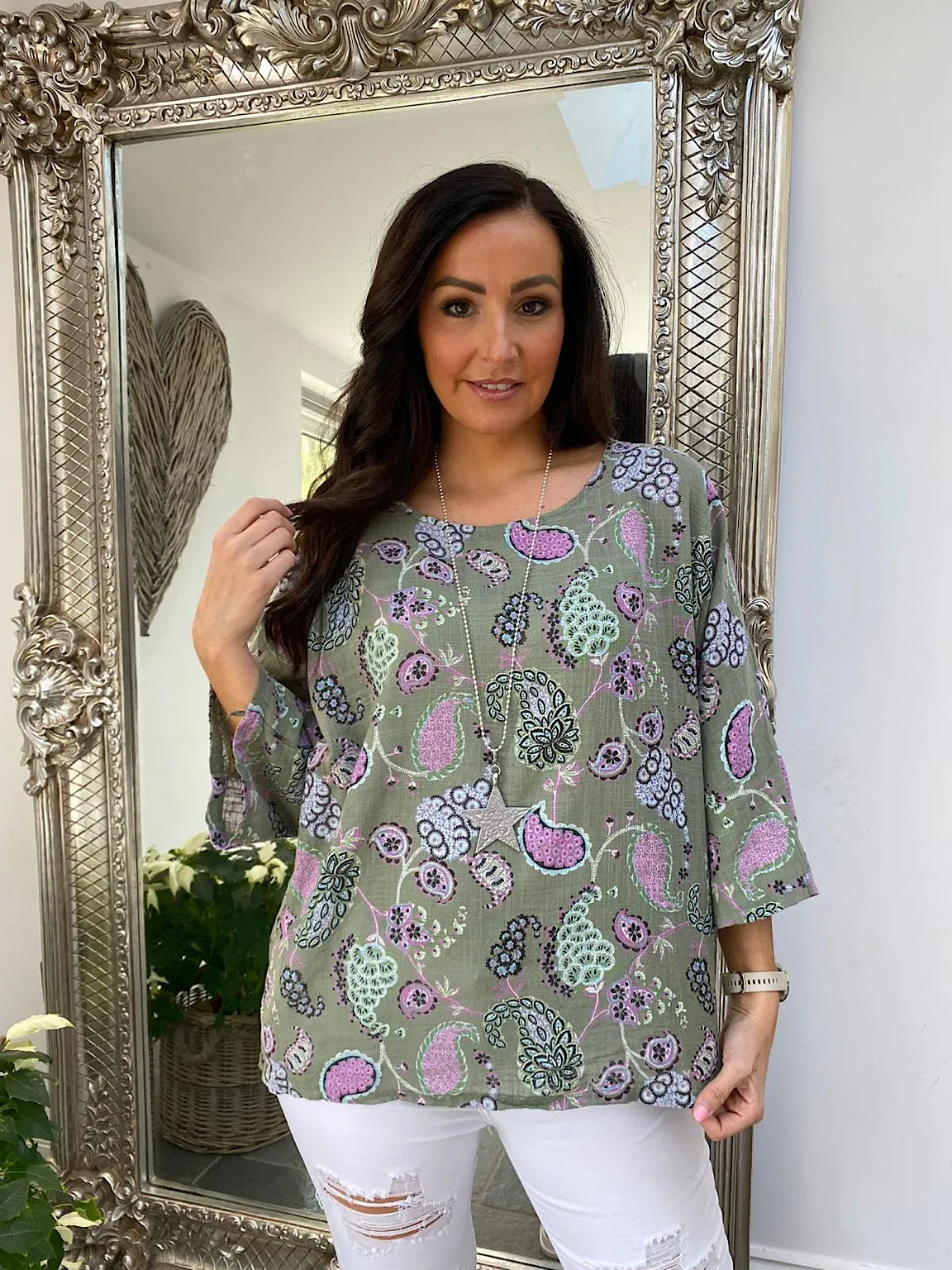 Round Neck Paisley Top Mimi