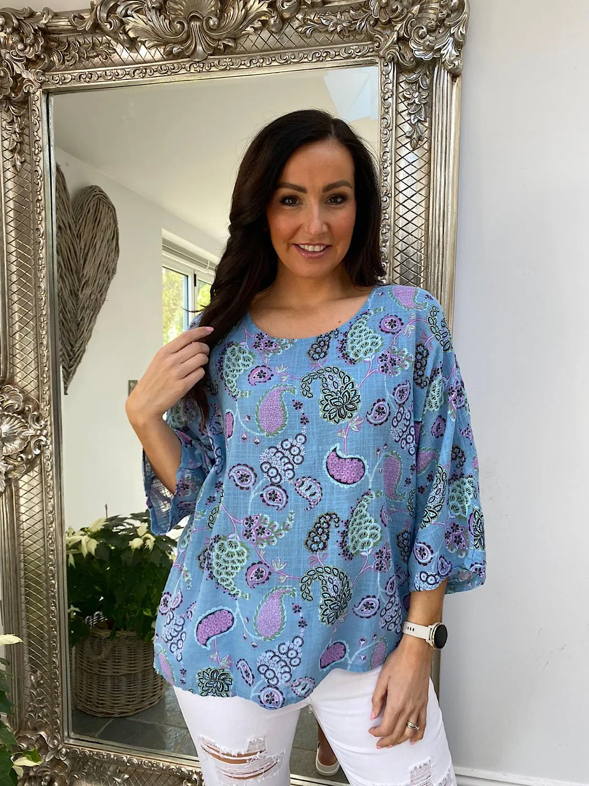 Round Neck Paisley Top Mimi