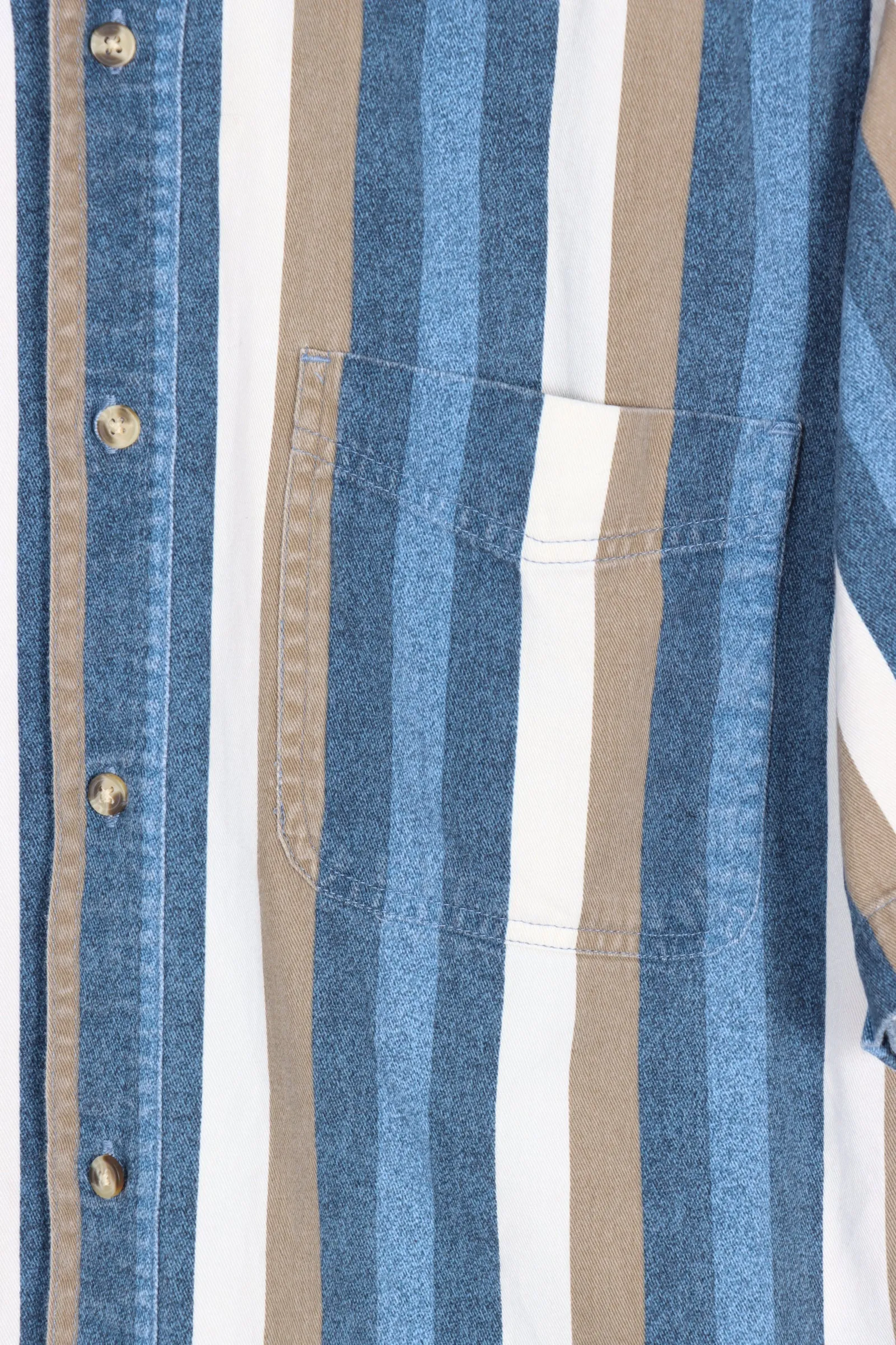 ROUTE 66 NAVY & TAN STRIPE SHORT SLEEVE BUTTON UP SHIRT (S-