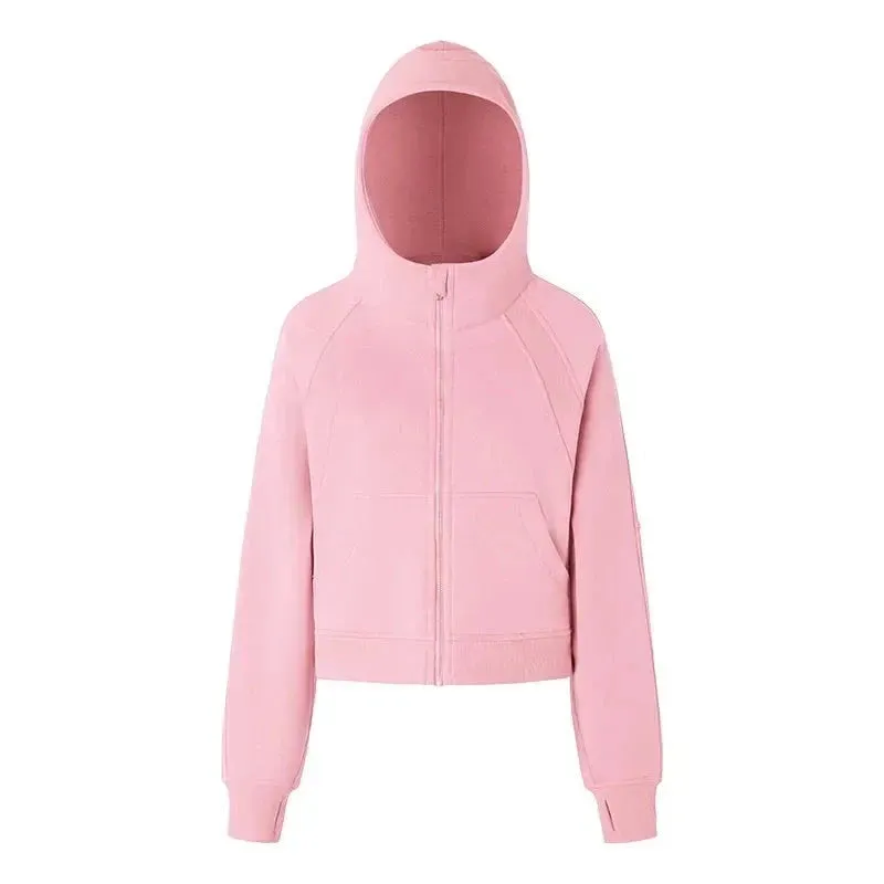 Scuba Warm Plush Zippered Hooded Sports Jacket Loose Yoga Suit Casual Fashion Sweater