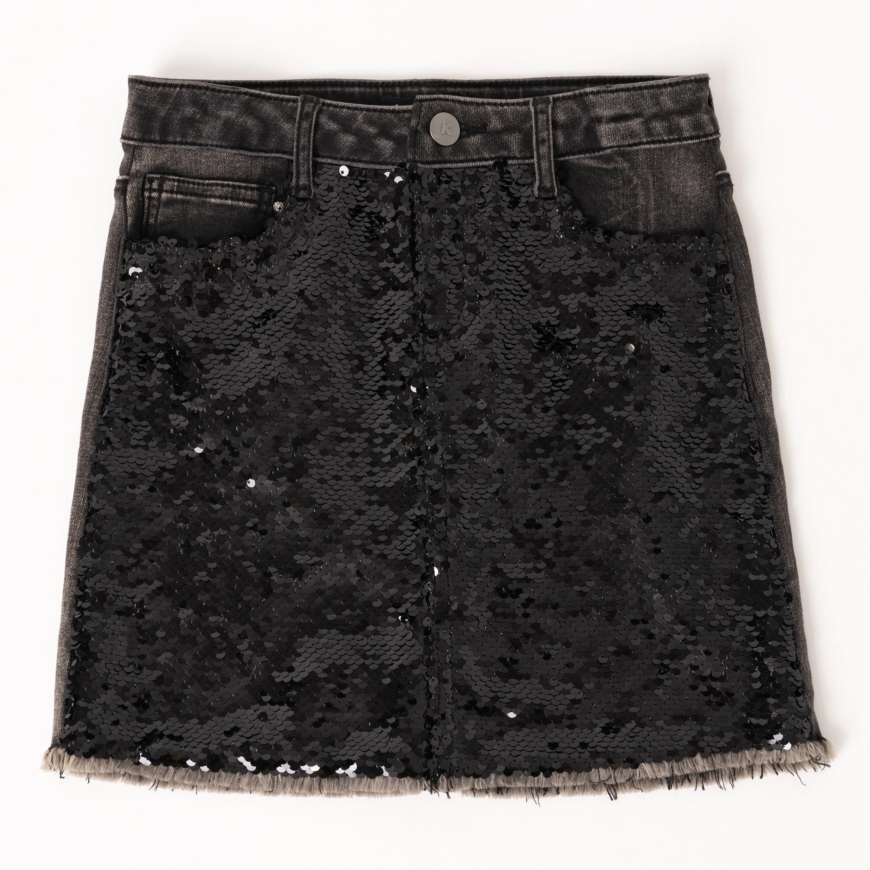 Sequin Denim Skirt