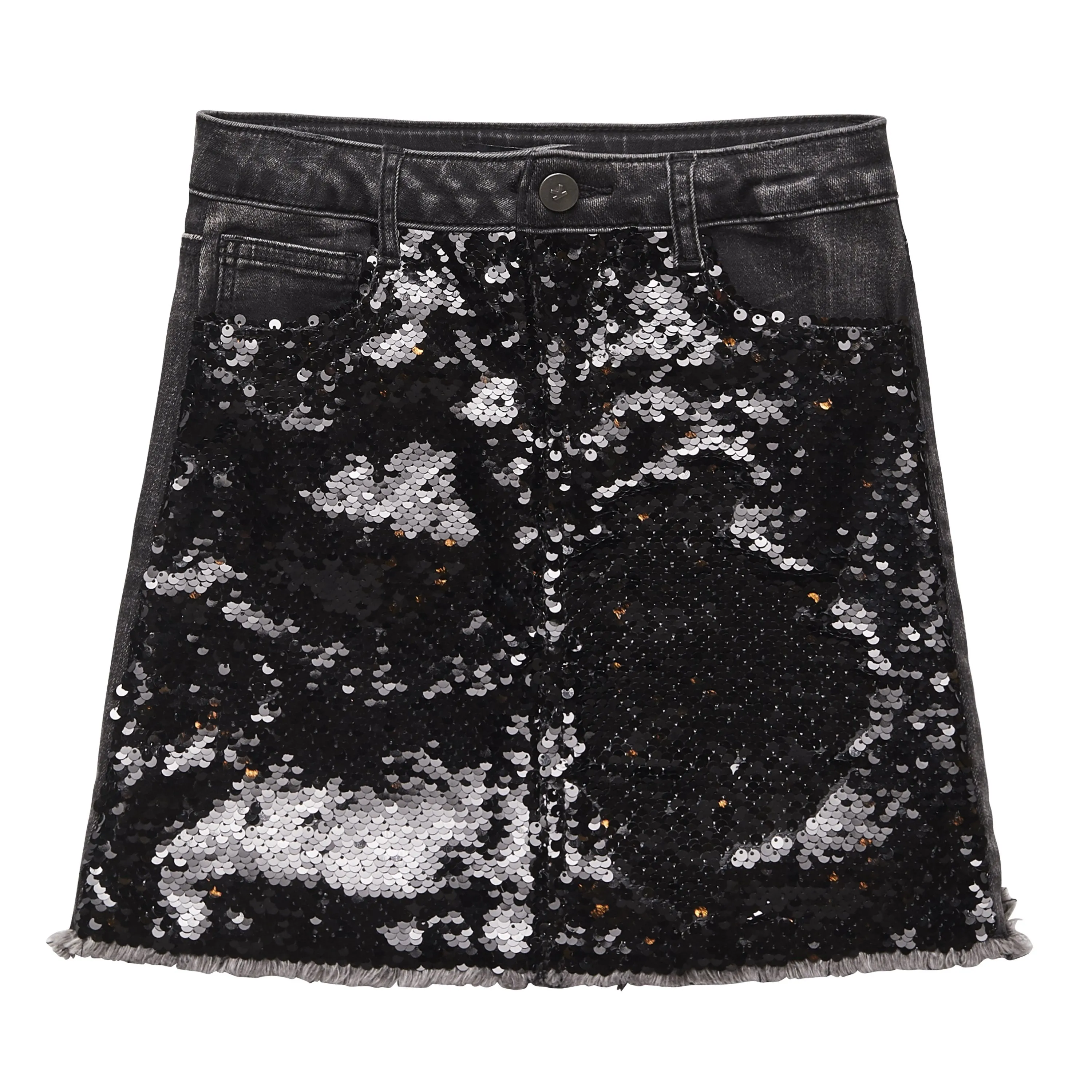 Sequin Denim Skirt