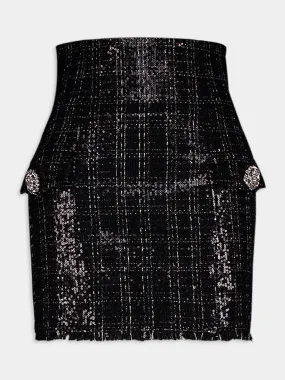 Sequined Tweed Mini Skirt