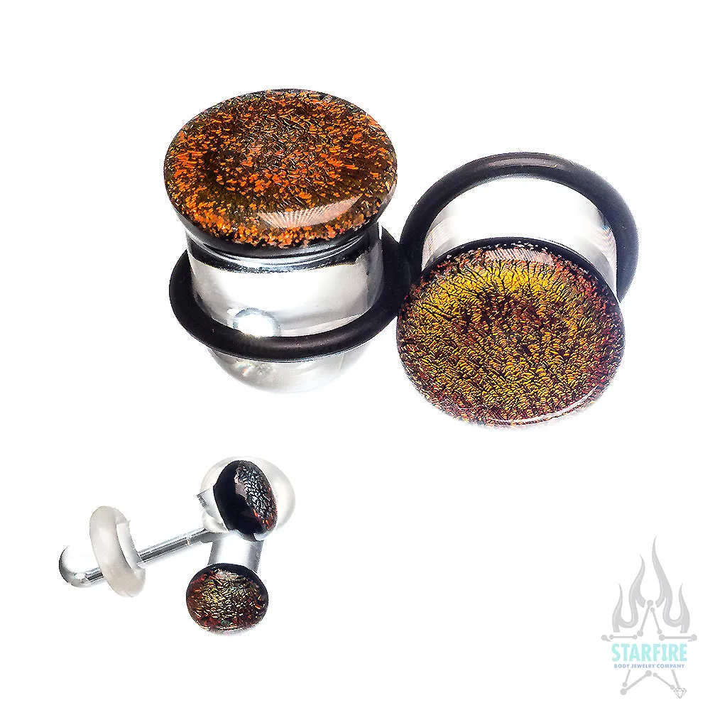 Single-Flared Glass Dichro Plugs - Solid Colors