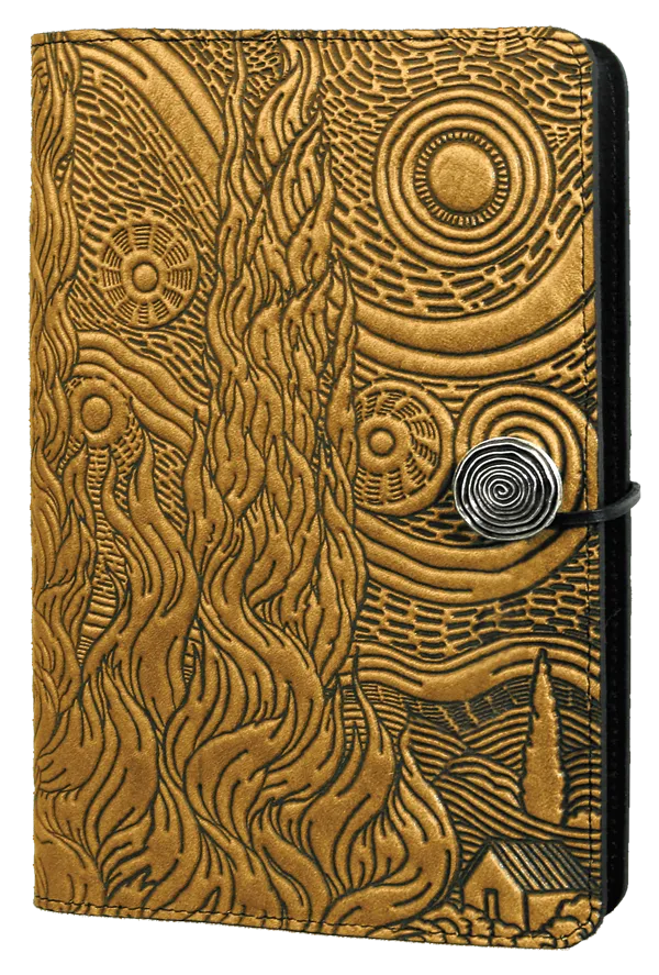 Small Leather Journal -  Van Gogh Sky in Marigold