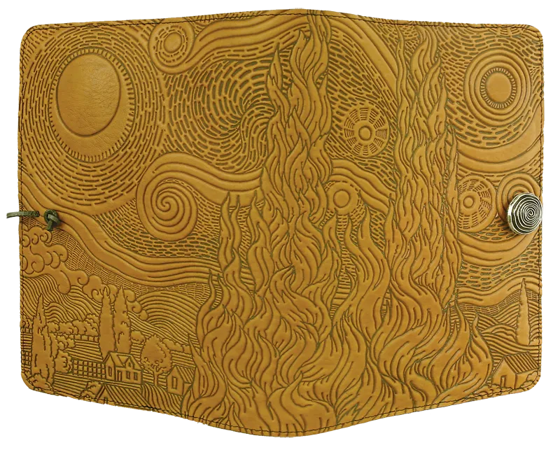 Small Leather Journal -  Van Gogh Sky in Marigold