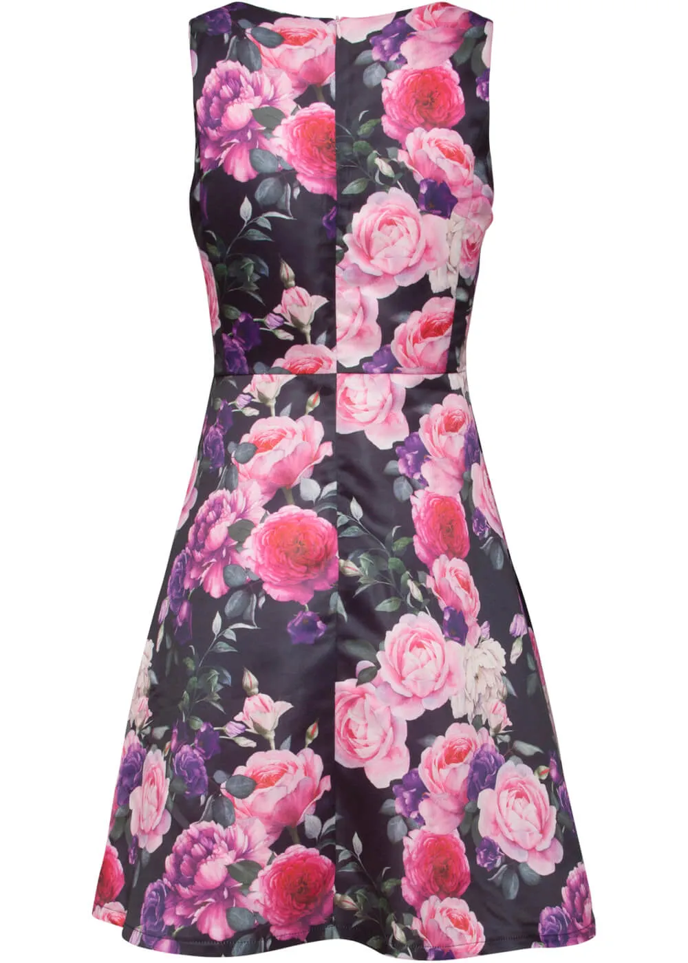 Smashed Lemon Bed Of Roses 60's A-Line Dress Black Pink