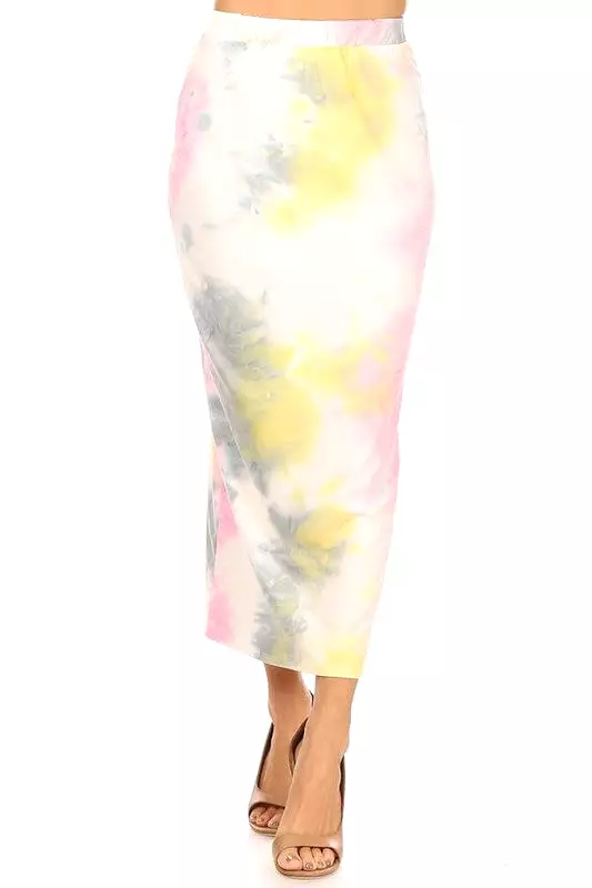 Solid Color Midi Pencil Skirt with Back Slit (5 colors)