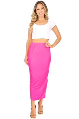 Solid Color Midi Pencil Skirt with Back Slit (5 colors)