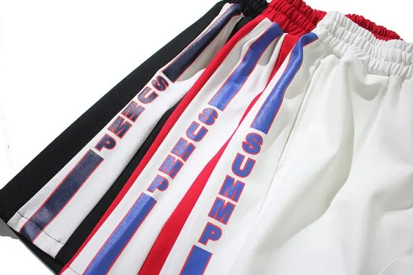 Sports retro boxing shorts with drawstring belt and side marking