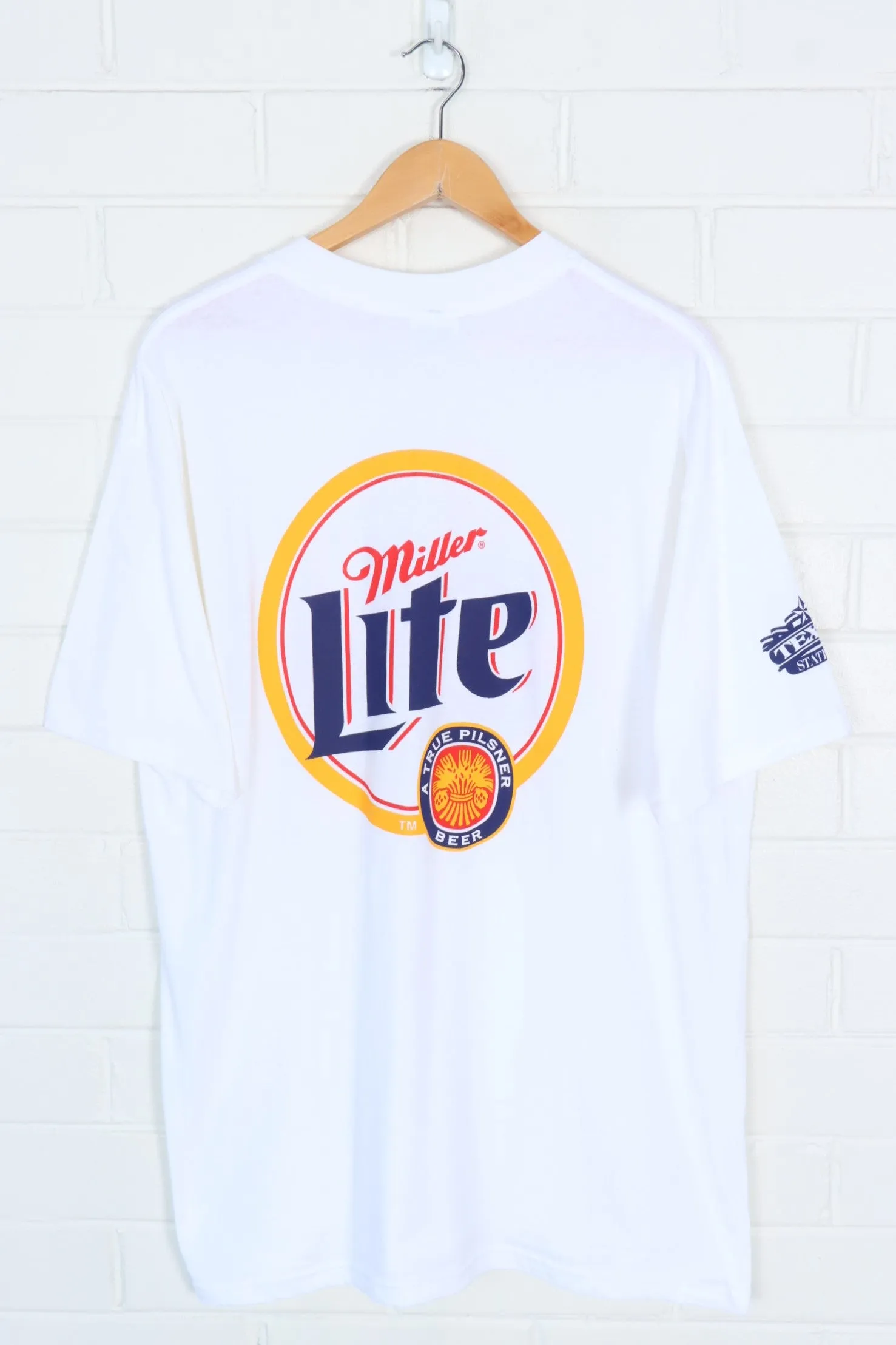 Super Bowl Miller Lite Beer NFL Front & Back Football Tee (XL)