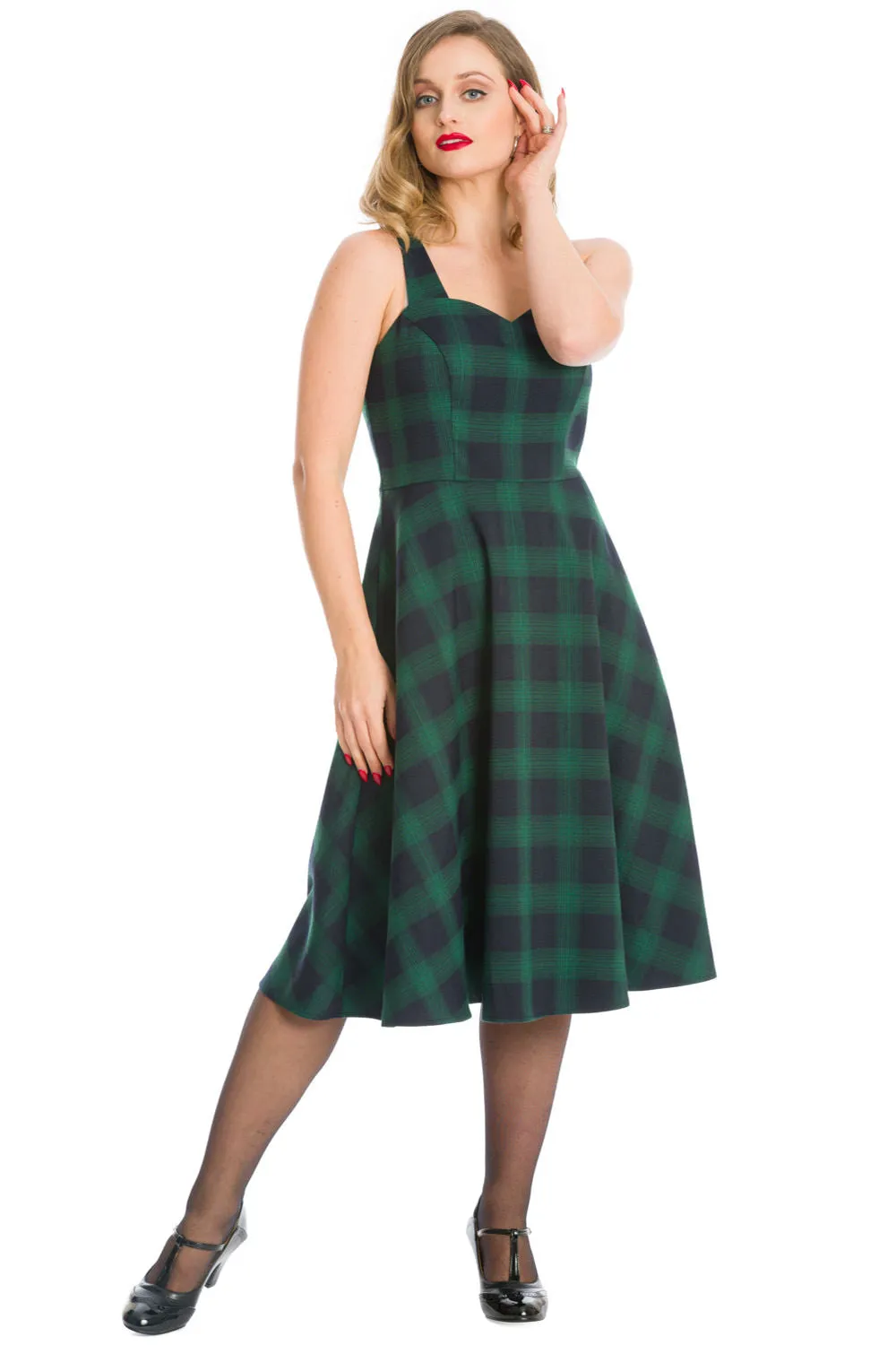 SWEET CHECK FIT AND FLARE DRESS