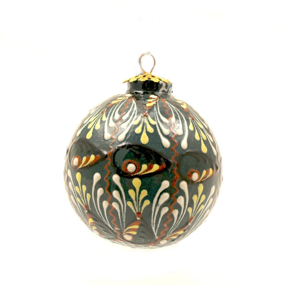 Teal, Red, White Ceramic Ornament