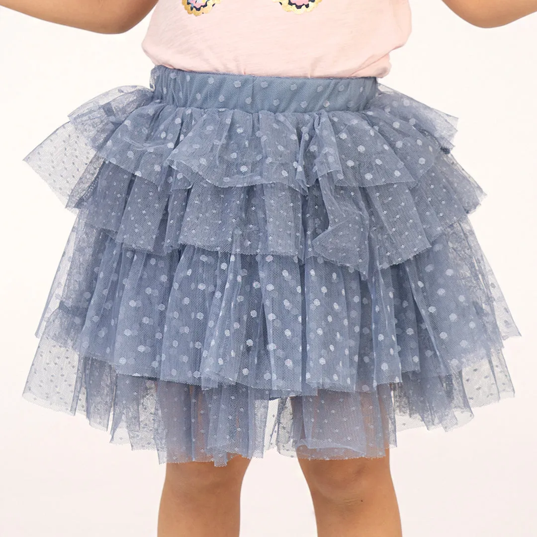 Tiered Dot Mesh Skirt