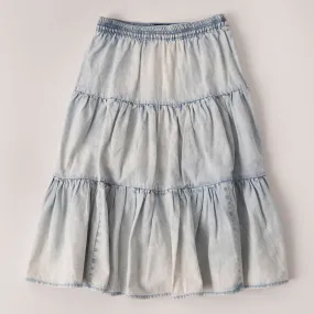 Tiered Waterpark Denim Skirt