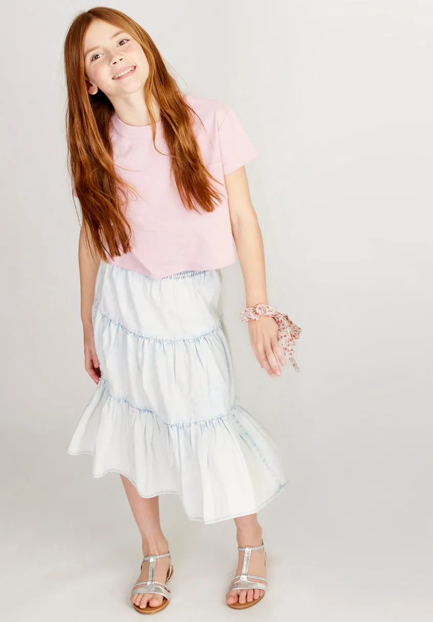 Tiered Waterpark Denim Skirt