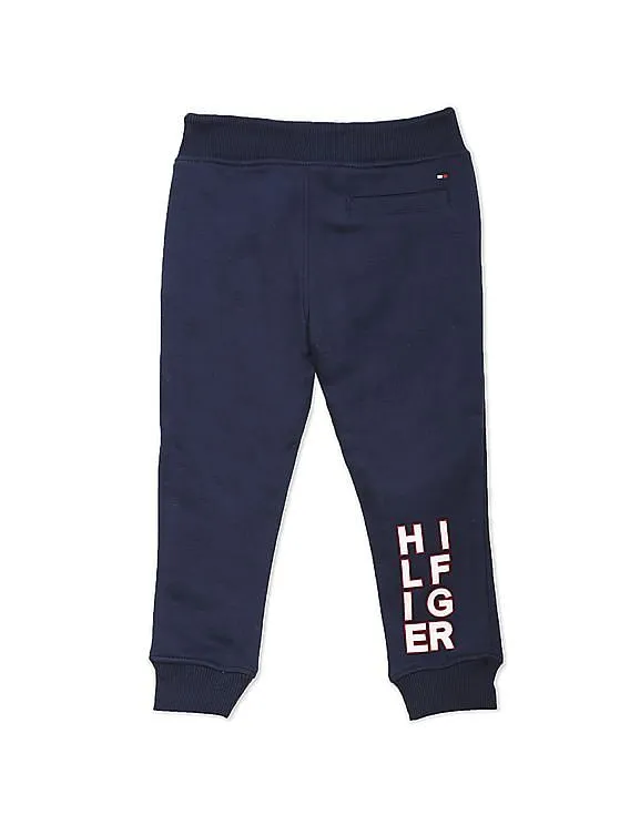 Tommy Hilfiger Kids Boys Navy Drawstring Waist Logo Joggers