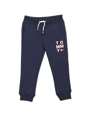 Tommy Hilfiger Kids Boys Navy Drawstring Waist Logo Joggers