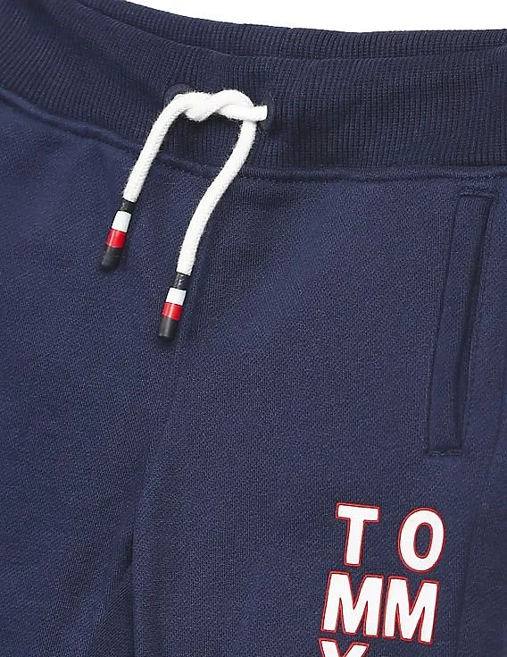 Tommy Hilfiger Kids Boys Navy Drawstring Waist Logo Joggers