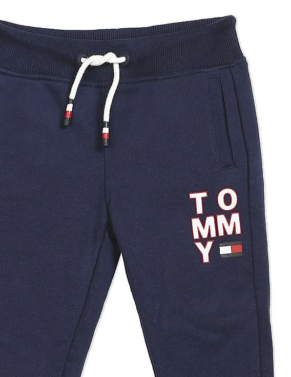 Tommy Hilfiger Kids Boys Navy Drawstring Waist Logo Joggers